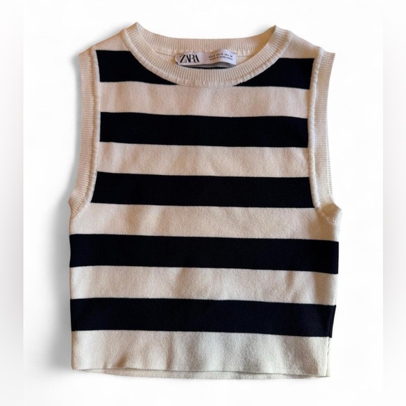 ZARA Striped Knit Sweater Vest Top, Size S, Cropped - Picture 1 of 8